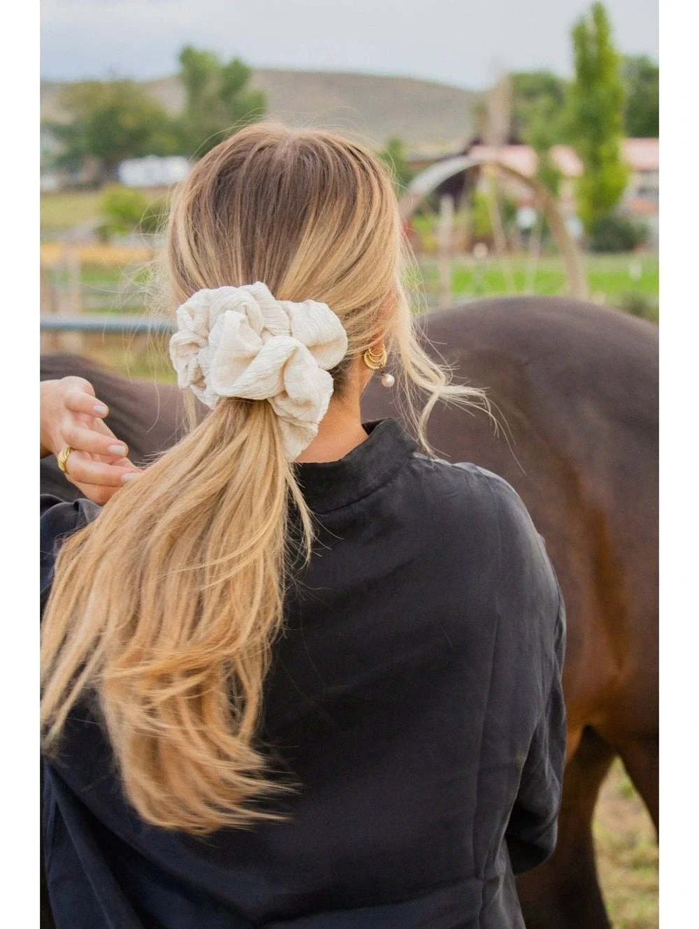 Andi Magnolia Cream Textured Jumbo Scrunchie
